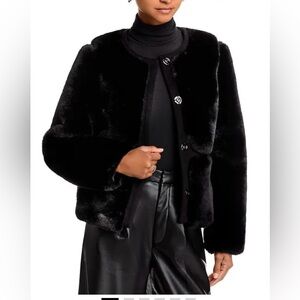 Adrienne Landau Simone Mink Faux Fur Jacket Onyx